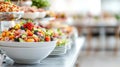 Vibrant fruit and vegetable salad displayed in a buffet setting, perfect for healthy dining and catering ideas Royalty Free Stock Photo