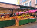 Vibrant fruit and vegetable stall in a street market in Venice, Italy