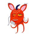 Vibrant Funny funky Strange lovely Halloween Demon. Character with devil face.