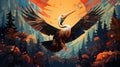 Vibrant Futurism: Heron In The Woods - 2d Game Art With Explosive Wildlife