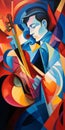 Vibrant Futurism: Ibrahim Ivanovic\'s Romantic Composition Of A Violinist