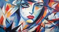 Vibrant Futurism: Modern Woman\'s Face In Fauvist Style