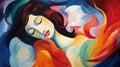 Vibrant Futurism: Sleeping Woman With An Eye Out
