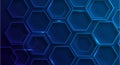 Vibrant, futuristic blue hexagonal pattern background with glowing edges and abstract technology design Royalty Free Stock Photo