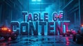 Neon Futuristic 3D Table of Content Scene Royalty Free Stock Photo