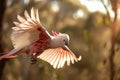 A vibrant Galah Cockatoo takes flight