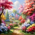 Vibrant Garden Bursting with Colorful Spring Blossoms