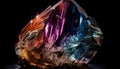 A vibrant gemstone collection, illuminated in dark beauty generated by AI