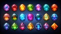 Vibrant Gemstone Icons: A Colorful Collection of Precious Stones Generative AI