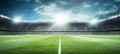 Vibrant generative photo of a meticulously maintained and lush soccer stadium grass field