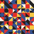 A vibrant geometric abstract composition featuring bold primary colors and dynamic triangular patterns Royalty Free Stock Photo