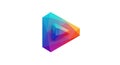 A vibrant, geometric 3D triangle icon composed of interconnected polygons in a Royalty Free Stock Photo