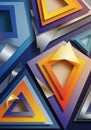 Vibrant geometric design featuring layered triangular patterns in shades of blue, Royalty Free Stock Photo