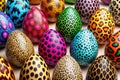 Vibrant Geometric Leopard Print Easter Egg Designs ProfessionalQuality Patterns for Spring Decorations Royalty Free Stock Photo
