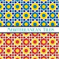 Vibrant geometric mediterranean patterns red and blue