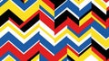 Vibrant geometric pattern with bold zigzag lines in bright primary colors Royalty Free Stock Photo