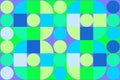 Vibrant geometric pattern with circles, squares, and semicircles in green hues Royalty Free Stock Photo