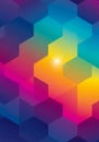 A vibrant geometric pattern consisting of interlocking hexagons in a gradient of Royalty Free Stock Photo