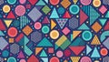 Vibrant geometric pattern featuring circles, triangles, and squares. Generative AI Royalty Free Stock Photo