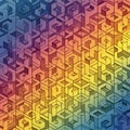 Vibrant geometric pattern featuring interlocking shapes with a seamless gradient rainbow effect Royalty Free Stock Photo