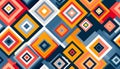 A vibrant geometric pattern featuring layered squares in various colors Royalty Free Stock Photo