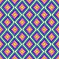 A vibrant geometric pattern featuring a repeating diamond motif. Royalty Free Stock Photo