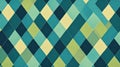 Geometric Diamond Pattern in Shades of Blue, Green, and Yellow Royalty Free Stock Photo