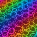 Vibrant geometric pattern showcasing a mesmerizing array of interconnected circles in rainbow hues Royalty Free Stock Photo