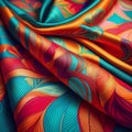 Vibrant geometric patterns adorn a luxurious silk scarf Royalty Free Stock Photo