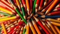 Vibrant Geometric Pencil Pattern Arrangement A Stunning HighQuality Artistic Composition for Home Decor or Digital Royalty Free Stock Photo