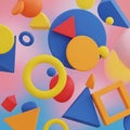 Vibrant geometric shapes in 3d Royalty Free Stock Photo