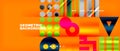 Colorful geometric shapes on orange background for artistic playground Royalty Free Stock Photo