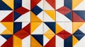 Vibrant geometric tile patterns in red, yellow, blue and white. Royalty Free Stock Photo