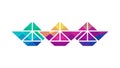 Vibrant Geometric Triangle Boats Abstract Icon Set Vector, vector design Generative AI Royalty Free Stock Photo