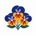 Bright And Colorful Pansies: A Minimalist Floral Icon