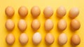 Vibrant Geometry-inspired Flatlay Of Brown Eggs On Yellow Background