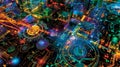 Vibrant geospatial data visualization with high tech satellite imagery and mapping patterns