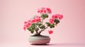 Vibrant Geranium Plants In A Bowl: A Zbrush-inspired Japanese Traditional Arrangement