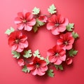 Vibrant Geranium Wreath: A Pop Art Paper Craft