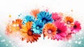 Vibrant gerbera daisies photo realistic illustration - Generative AI.