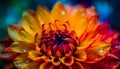 Vibrant gerbera daisy, close up with dew generated by AI