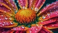 Vibrant gerbera daisy, wet with dew drops generated by AI