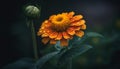 Vibrant gerbera daisy in wet meadow, dew drop on petal generated by AI