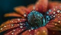 Vibrant gerbera daisy, wet with raindrop generated by AI