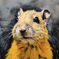 Vibrant Gerbil Painting With Dark Yellow And Black Realism