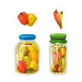 Vibrant Glass Jars Showcase An Array Of Canned Peppers, Their Fiery Hues Preserved Within. A Tempting Display Royalty Free Stock Photo