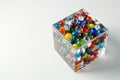 Vibrant Glass Marbles in a Clear Box, Colorful and Reflective Royalty Free Stock Photo