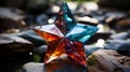 Vibrant Glass Star On Rocks: A Kaleidoscope Of Colors Royalty Free Stock Photo