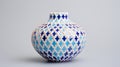 Vibrant Glasswork Studies: Light Blue Vase With Geometric Patterns