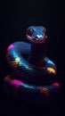 Vibrant Glitch Art of a Snake on a Dark Background AI Generated